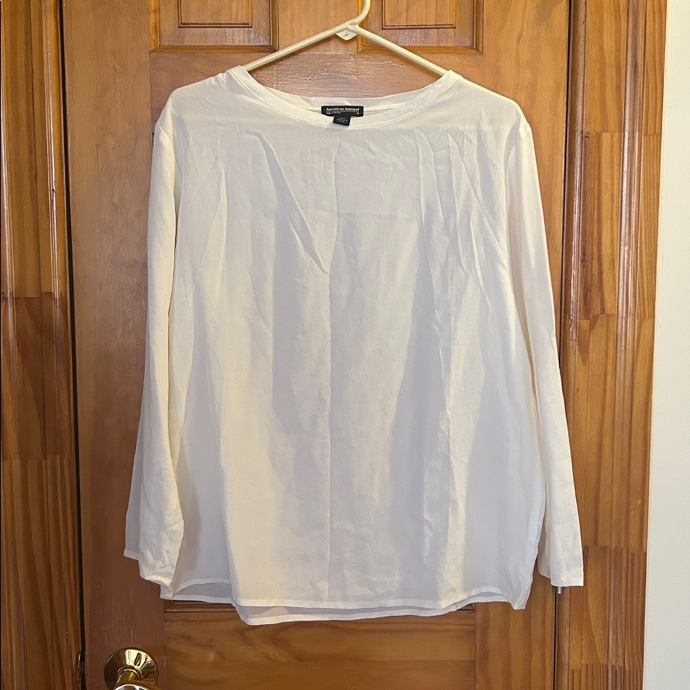 American apparel ivory silk shirt medium blouse